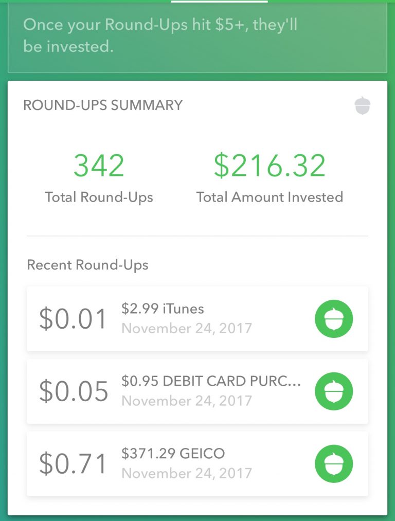 Blindly Putting Money into Savings with Acorns Investments - Easy to save